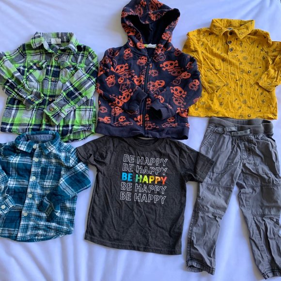 TODDLER BOY 2T MIXED LOT BUNDLE OF 6 HOODIE SHACKET PANTS SHIRTS - Picture 1 of 12